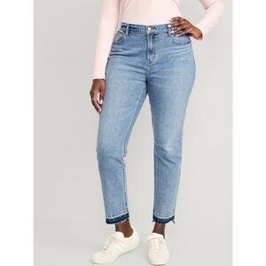 Old Navy Boyfriend Jeans Blue Mid Rise Straight Cutoff